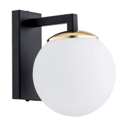 Moritz Wall Lamp Opal Matt, Black Structure, Brass Elements - thumbnail 2