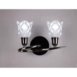 Amel Wall Lamp Switched 2 Light L1/SGU10, Black Chrome - thumbnail 2