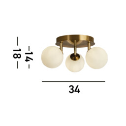 Crosby 3 Light Semi,Flush Gold, Opal Glass - thumbnail 3
