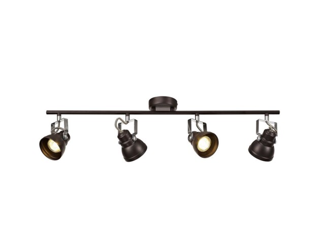 Laurens Adjustable Bar Spotlight, 4 x GU10 (Max 10W LED), Oiled Bronze, Polished Chrome - image 1
