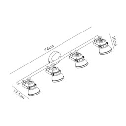 Laurens Adjustable Bar Spotlight, 4 x GU10 (Max 10W LED), Oiled Bronze, Polished Chrome - thumbnail 2