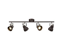 Laurens Adjustable Bar Spotlight, 4 x GU10 (Max 10W LED), Oiled Bronze, Polished Chrome