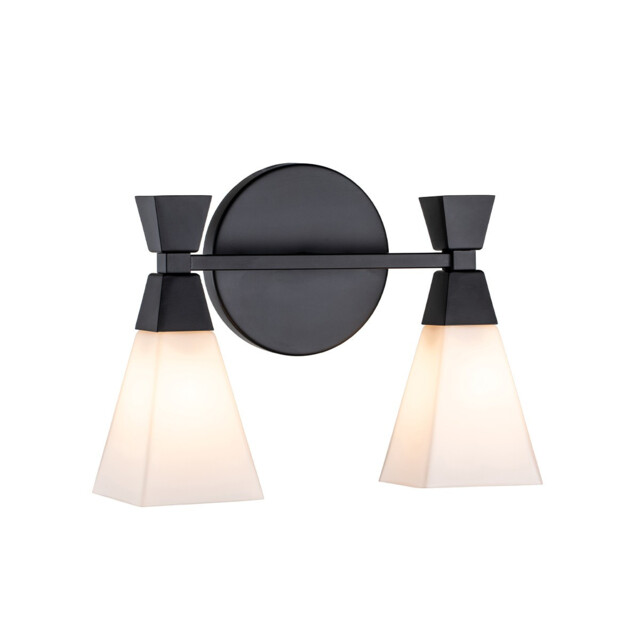 Bowtie 2 Light Bathroom Wall Lamp, Matte Black IP44 - image 1