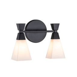 Bowtie 2 Light Bathroom Wall Lamp, Matte Black IP44 - thumbnail 1