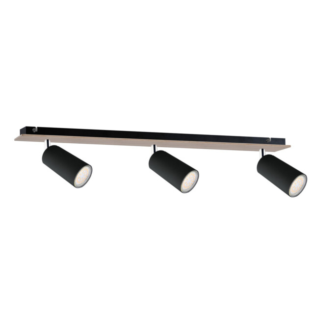 Eye Ceiling Spotlight Bar Black, Wood, 50cm, 3x GU10