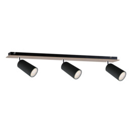 Eye Ceiling Spotlight Bar Black, Wood, 50cm, 3x GU10