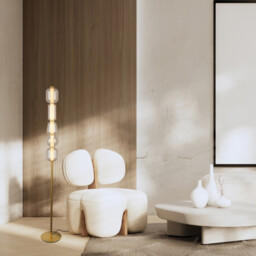 Eluna Glass Floor Lamp Gold Matt-Champagne Glass LED 3000K - thumbnail 3