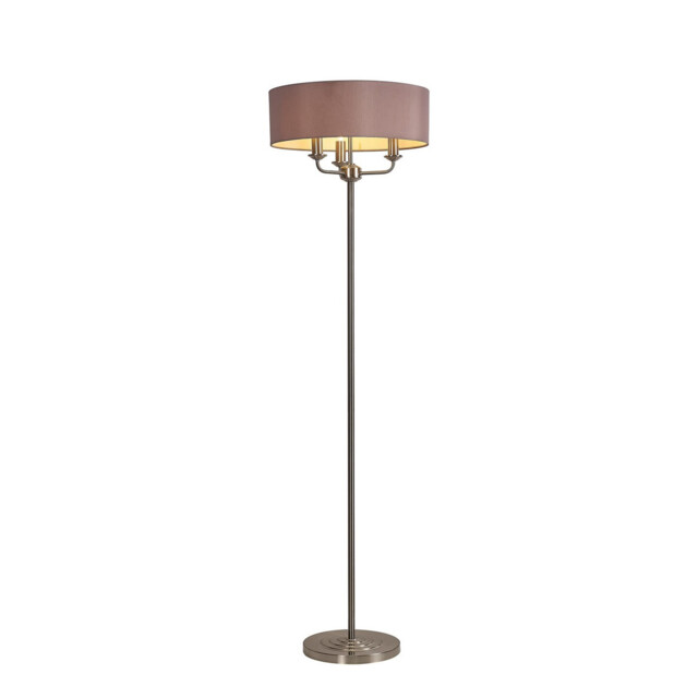 Banyan 3 Light Switched Floor Lamp With 45cm x 15cm Dual Faux Silk Shade, Taupe/Halo Gold Satin Nickel - image 1