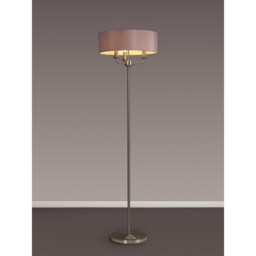 Banyan 3 Light Switched Floor Lamp With 45cm x 15cm Dual Faux Silk Shade, Taupe/Halo Gold Satin Nickel - thumbnail 2