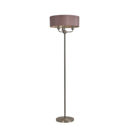 Banyan 3 Light Switched Floor Lamp With 45cm x 15cm Dual Faux Silk Shade, Taupe/Halo Gold Satin Nickel - thumbnail 5