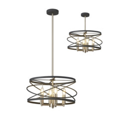 Freetown Ceiling Pendant, 4 Light E14, Graphite, Satin Nickel