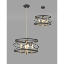 Freetown Ceiling Pendant, 4 Light E14, Graphite, Satin Nickel - thumbnail 3