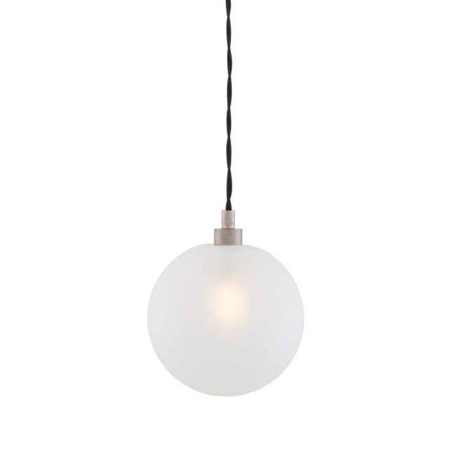Madlin Globe Pendant, Antique Silver, Frosted Glass