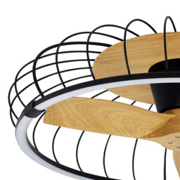 Nature LED Dimmable Ceiling Light & 30W DC Reversible Fan, Black/Wood Remote & APP Control - thumbnail 5