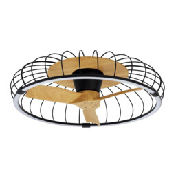 Nature LED Dimmable Ceiling Light & 30W DC Reversible Fan, Black/Wood Remote & APP Control - thumbnail 3