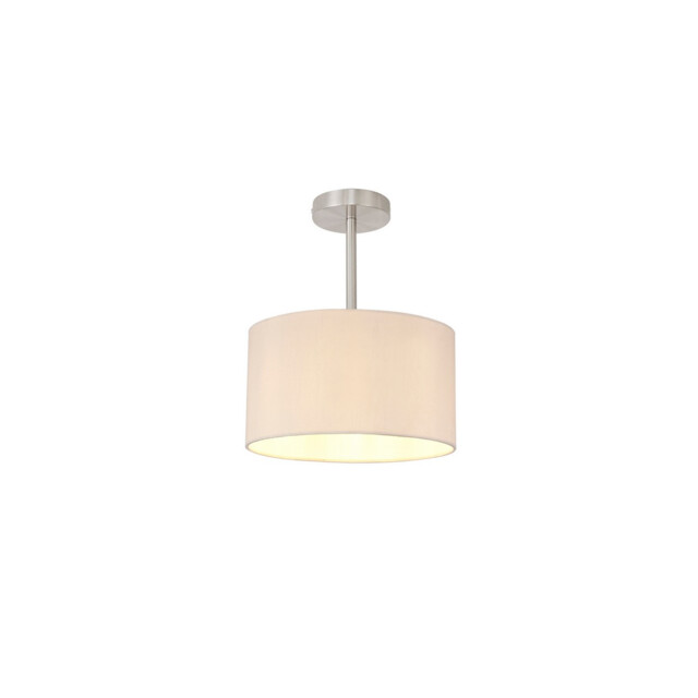 Baymont Satin Nickel E27 Semi Flush With 30cm x 17cm Dual Faux Silk Shade, Nude Beige/Moonlight - image 1