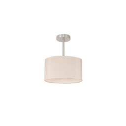 Baymont Satin Nickel E27 Semi Flush With 30cm x 17cm Dual Faux Silk Shade, Nude Beige/Moonlight - thumbnail 5