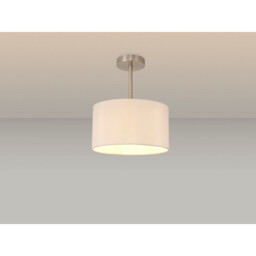 Baymont Satin Nickel E27 Semi Flush With 30cm x 17cm Dual Faux Silk Shade, Nude Beige/Moonlight - thumbnail 2