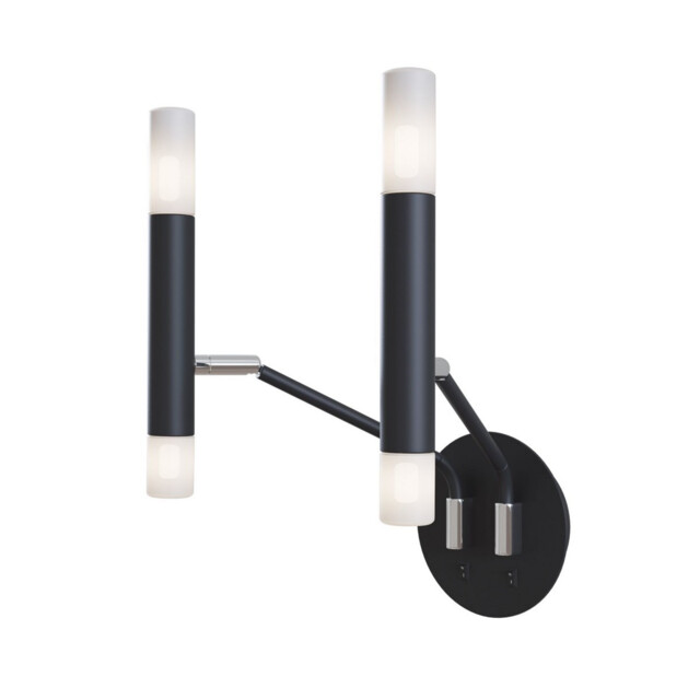 Vigo Modern Candle Wall Lamp Black, Glass Matt White Shade - image 1