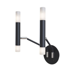 Vigo Modern Candle Wall Lamp Black, Glass Matt White Shade - thumbnail 1