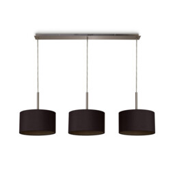 Baymont Satin Nickel 3 Light E27 Linear Pendant With 30cm x 17cm Dual Faux Silk Shade, Midnight Black/Green Olive - thumbnail 5