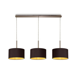 Baymont Satin Nickel 3 Light E27 Linear Pendant With 30cm x 17cm Dual Faux Silk Shade, Midnight Black/Green Olive - thumbnail 1