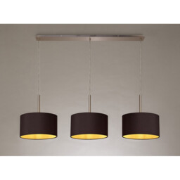 Baymont Satin Nickel 3 Light E27 Linear Pendant With 30cm x 17cm Dual Faux Silk Shade, Midnight Black/Green Olive - thumbnail 2