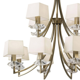 Akira Pendant 2 Tier 12 Light E14, Antique Brass With Cream Shades - thumbnail 5