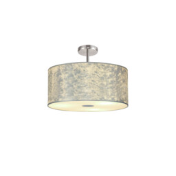 Baymont Polished Chrome 5 Light E27 Drop Flush With 50cm x 20cm Silver Leaf Shade
