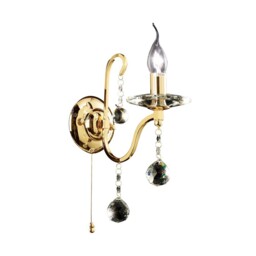 Bianco Wall Lamp Switched 1 Candle Light French Gold, Crystal - thumbnail 1