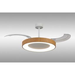 Niseko Fan L 62cm 40W LED Dimmable Ceiling Light With 40W DC Fan, 2700-5000K Remote Control, 4400lm, White/Wood - thumbnail 2