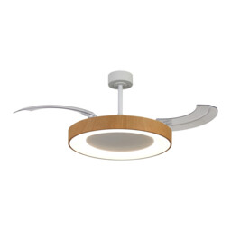 Niseko Fan L 62cm 40W LED Dimmable Ceiling Light With 40W DC Fan, 2700-5000K Remote Control, 4400lm, White/Wood
