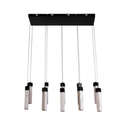 Moonbeam 10 Light Cluster Celling Pendant, Black Metal & Marbleised Resin - thumbnail 2