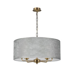 Banyan 5 Light Multi Arm Pendant, E14 Antique Brass With 60cm x 22cm Silver Leaf With White Lining Shade - thumbnail 5