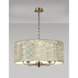 Banyan 5 Light Multi Arm Pendant, E14 Antique Brass With 60cm x 22cm Silver Leaf With White Lining Shade - thumbnail 2