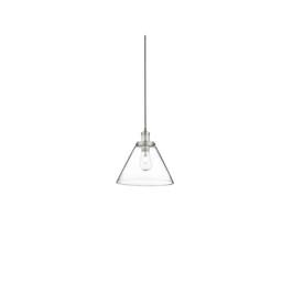 Pyramid 1 Light Pendant Satin Silver, Glass Shade, E27 - thumbnail 2
