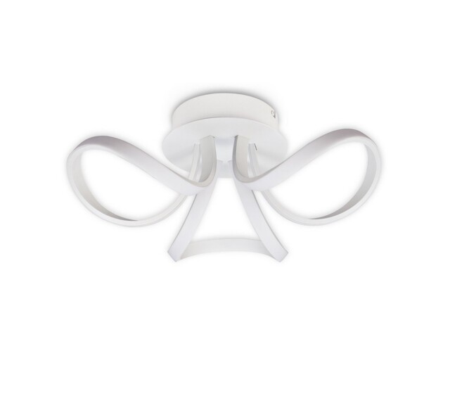 Knot Semi Flush Ceiling Light 48cm Round 3 Looped Arms 36W LED 2800K, 2520lm, White, Frosted Acrylic - image 1
