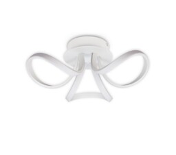 Knot Semi Flush Ceiling Light 48cm Round 3 Looped Arms 36W LED 2800K, 2520lm, White, Frosted Acrylic