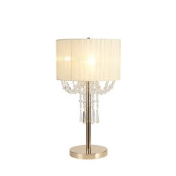 Freida Table Lamp With Ivory Cream Shade 3 Light E14 French Gold/Crystal - thumbnail 1