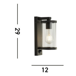 Light Outdoor Wall Porch Light With Pir - Black With Clear Glass - thumbnail 5