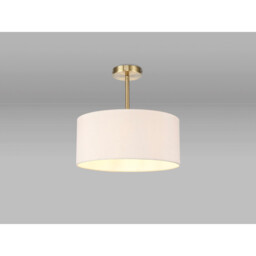 Baymont Antique Brass E27 Semi Flush With 40cm x 18cm Dual Faux Silk Shade, Nude Beige/Moonlight - thumbnail 2