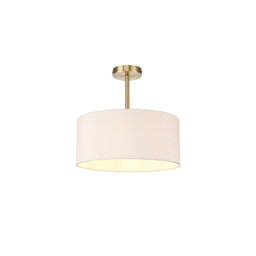 Baymont Antique Brass E27 Semi Flush With 40cm x 18cm Dual Faux Silk Shade, Nude Beige/Moonlight - thumbnail 1