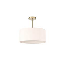 Baymont Antique Brass E27 Semi Flush With 40cm x 18cm Dual Faux Silk Shade, Nude Beige/Moonlight - thumbnail 5