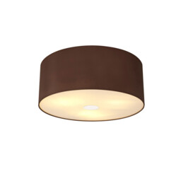 Baymont Polished Chrome 3 Light E27 Flush Ceiling With 50cm x 20cm Dual Faux Silk Shade Cocoa/Grecian Bronze