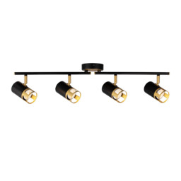 Phelps 4 Light Linear Bar SpotFitting GU10, Black, Painted Gold - thumbnail 1