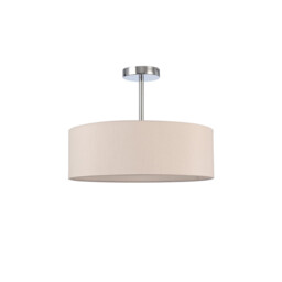 Baymont 45cm Polished Chrome 3 Light E27 Semi Flush Fixture, With 4cm x 15cm Dual Faux Silk Shade, Nude Beige/Moonlight - thumbnail 5