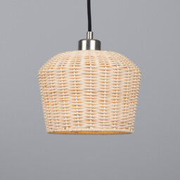 Manila Rattan Small Dome Pendant, Antique Silver - thumbnail 1
