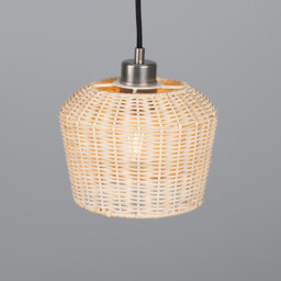 Manila Rattan Small Dome Pendant, Antique Silver - thumbnail 2