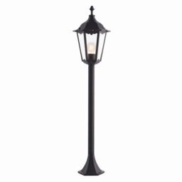 Burford 1 Light Outdoor Bollard Lamp Matt Black Paint, Glass IP44, E27