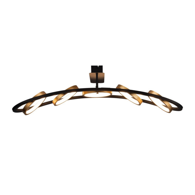 Geneseo Linear Ceiling Lamp, 5 Ring, 36W LED, 3200K, 2200lm, Satin Black, Gold - image 1